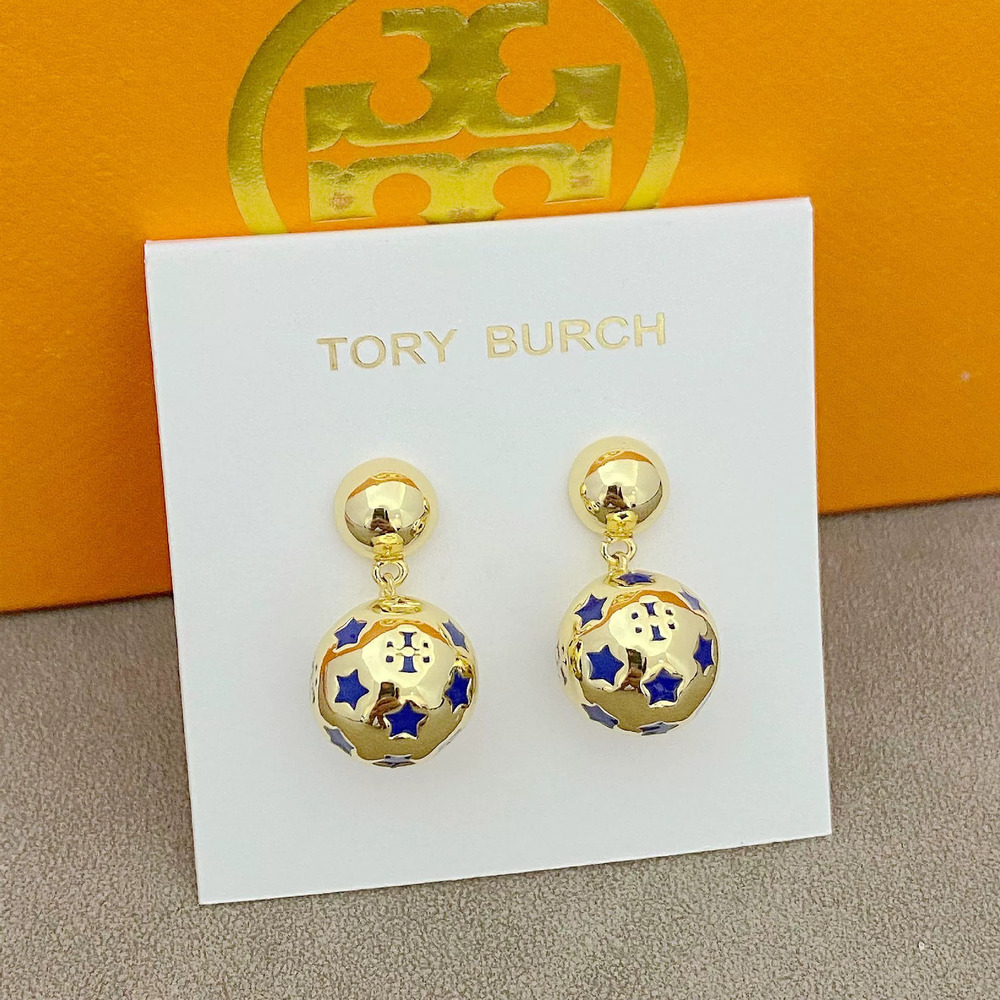 Tory Burch Enamel Inlaid Star Letter Geometric Earrings